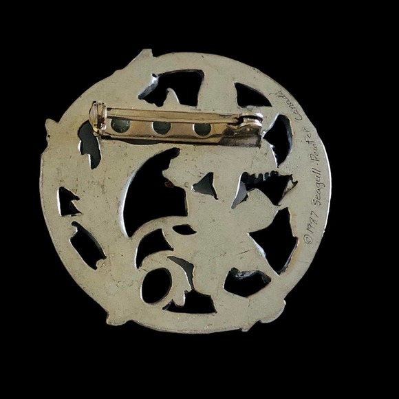 VTG Pewter Floral Brooch Pin Seagull Pewter Canada Openwork 1987 - Picture 6 of 7